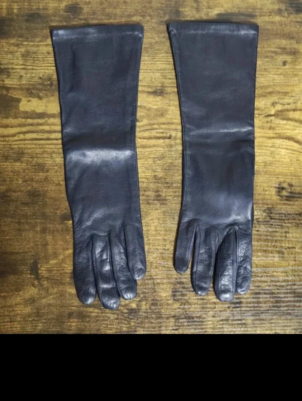 1950s/60’s Bamberger’s New Jersey Dark Navy Blue Long Leather Gloves.